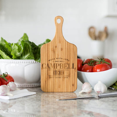 Personalized Small Handled Bamboo Serving Boards - Modern Collection