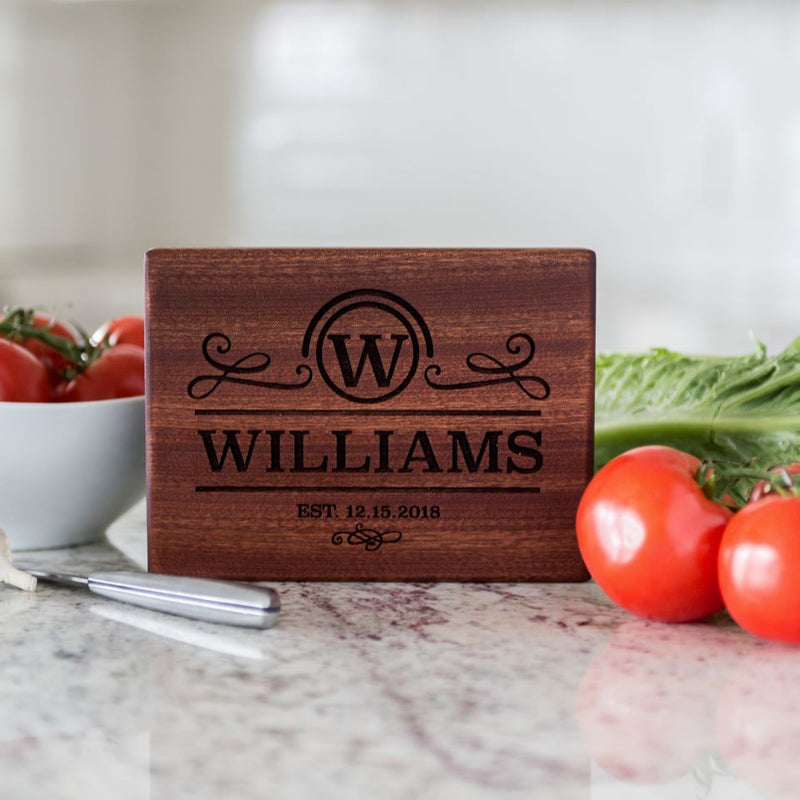 Personalized Beautiful 6 x 8 Mahogany Cutting Board - Modern Collection