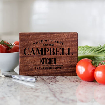 Personalized Beautiful 6 x 8 Mahogany Cutting Board - Modern Collection