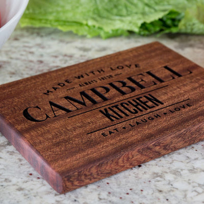 Personalized Beautiful 6 x 8 Mahogany Cutting Board - Modern Collection