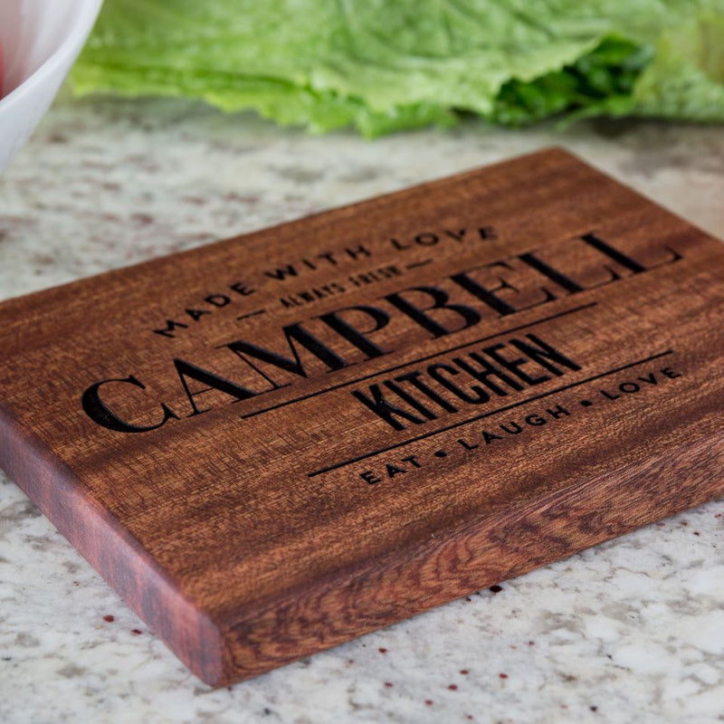 Personalized Beautiful 6 x 8 Mahogany Cutting Board - Modern Collection