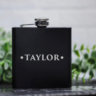 Personalized Matte Black Flask Set with Shot Glasses -  - Completeful