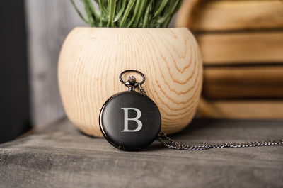 Personalized Black Pocket Watch