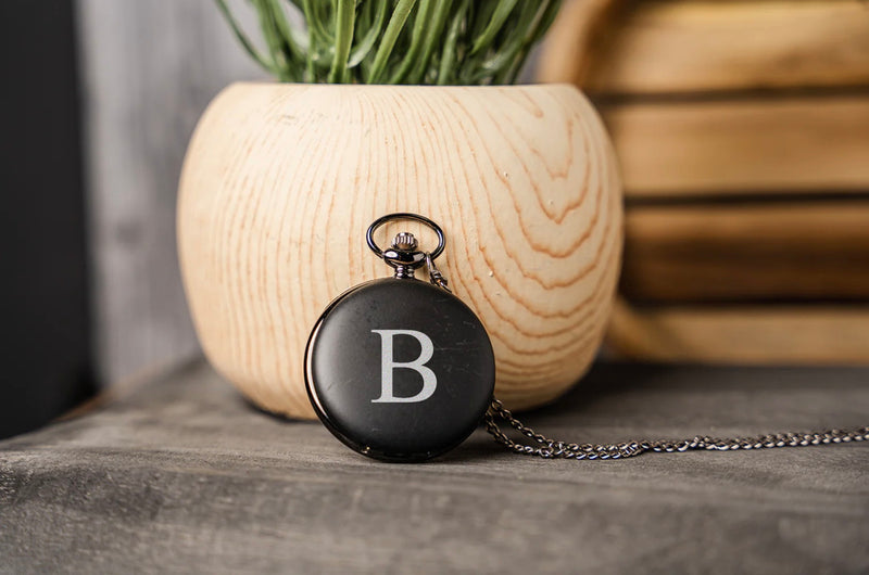 Personalized Black Pocket Watch