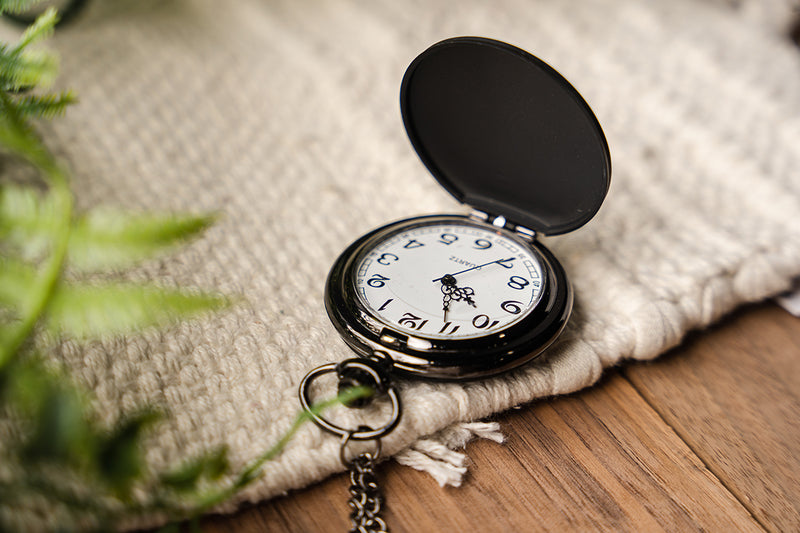 Personalized Black Pocket Watch