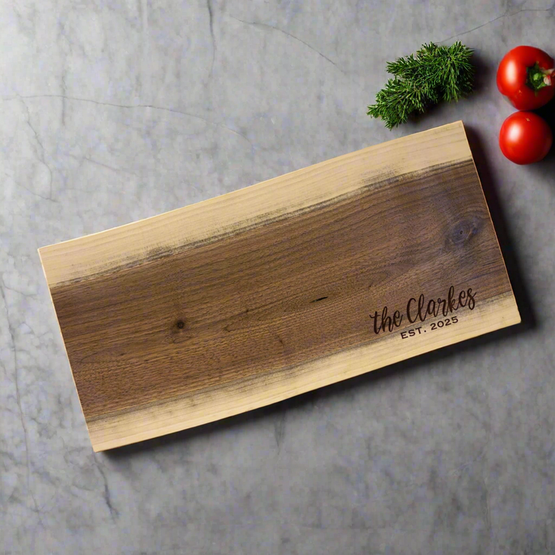 Personalized Black Walnut Cutting and Charcuterie Board - - Lazerworx