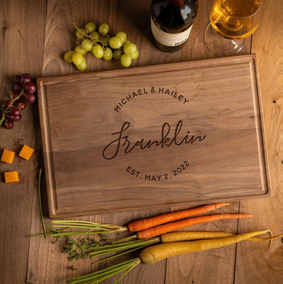 Personalized 11x17 Rectangle Cutting Board with Grooves