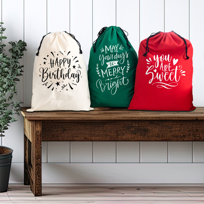 Personalized Canvas Gift Bag Set (Cotton)