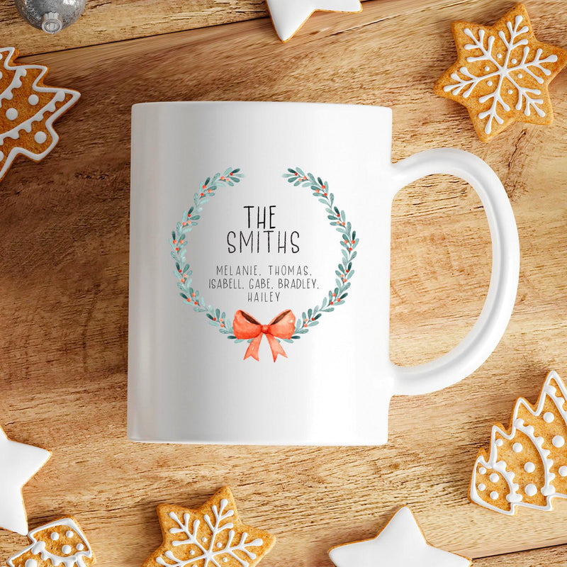 Personalized Wreath Family Names Mugs -  - Completeful