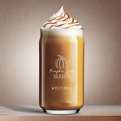 Personalized Pumpkin Spice Season Glass Can - 16oz -  - Lazerworx