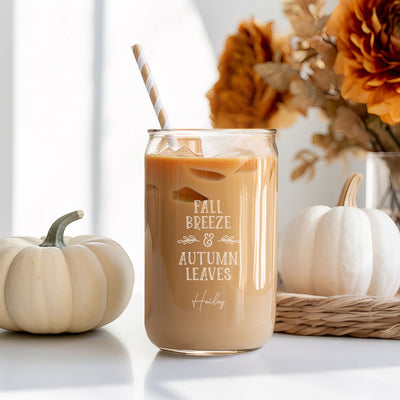 Personalized Fall Glass Can - 16oz