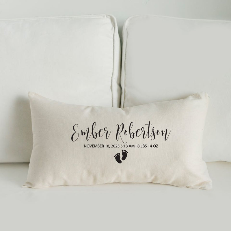 Personalized Birth Stats Lumbar Throw Pillow Covers