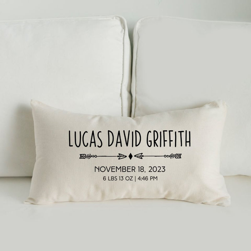 Personalized Birth Stats Lumbar Throw Pillow Covers