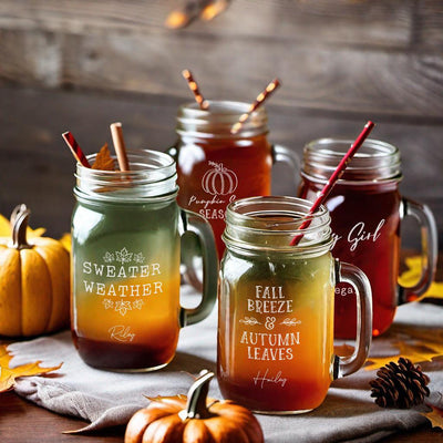 Personalized Sweater Weather Mason Jar Mugs -  - Lazerworx