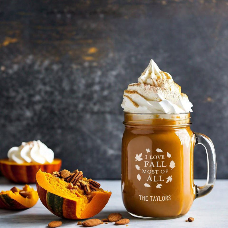 Personalized Fall Mason Jar Mugs