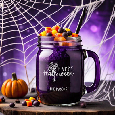 Personalized Halloween Mason Jar Mugs