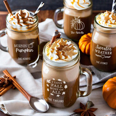 Personalized Fall Mason Jar Mugs