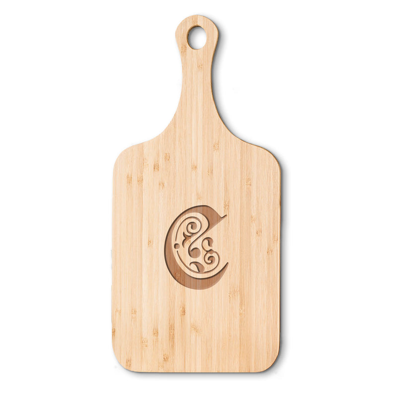 Personalized Medium Handled Serving Board - Flourish Monogram