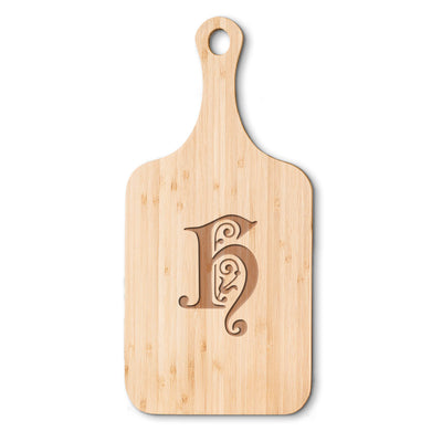 Personalized Medium Handled Serving Board - Flourish Monogram