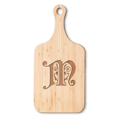 Personalized Medium Handled Serving Board - Flourish Monogram