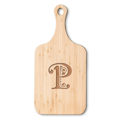 Personalized Medium Handled Serving Board - Flourish Monogram