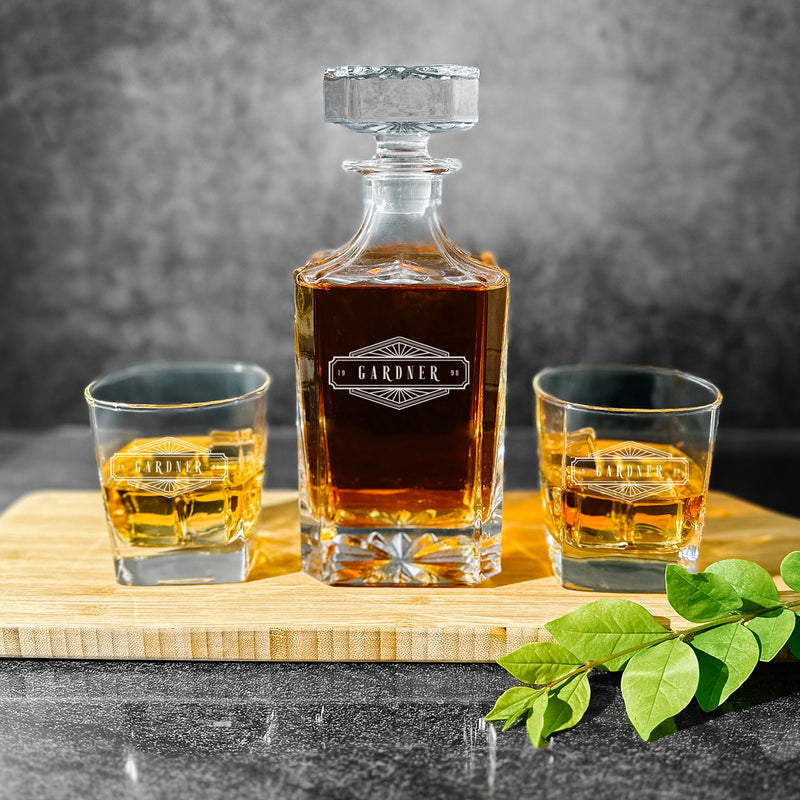 Personalized Square Decanter Set - Modern