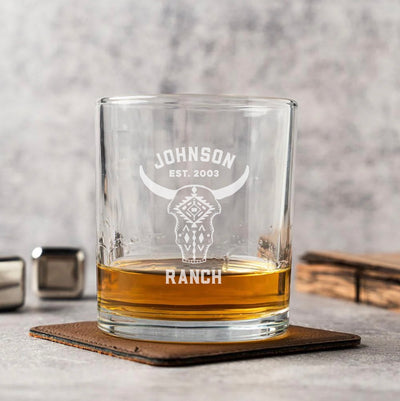 Custom Lowball Whiskey Glasses - Western Designs