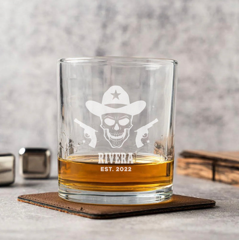 Custom Lowball Whiskey Glasses - Western Designs