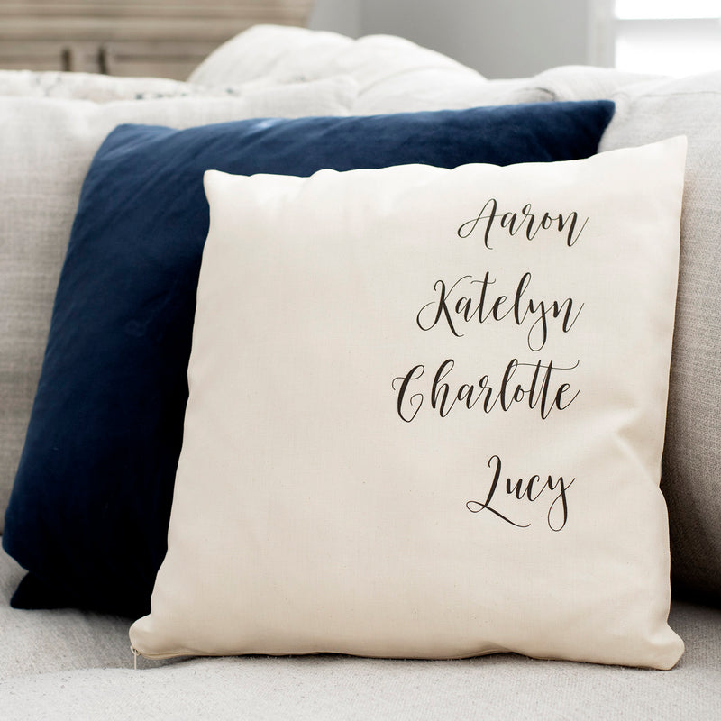 Personalized Family Names Throw Pillow Cover - Script