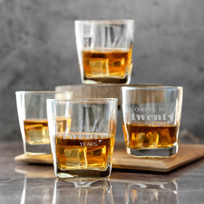 Personalized Cheers Birthday Square Rocks Glass -  - Completeful