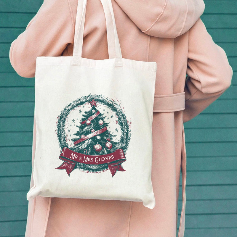 Personalized Vintage Christmas Tote Bags