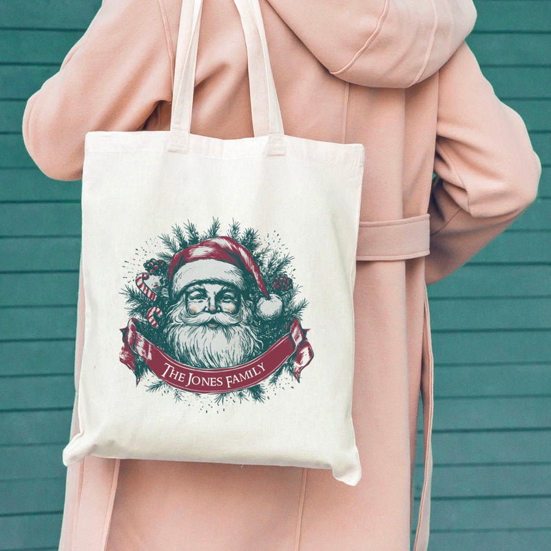 Personalized Vintage Christmas Tote Bags