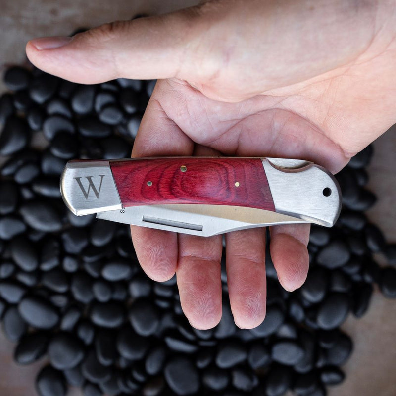Personalized Yukon Wood Handle Pocket Knife