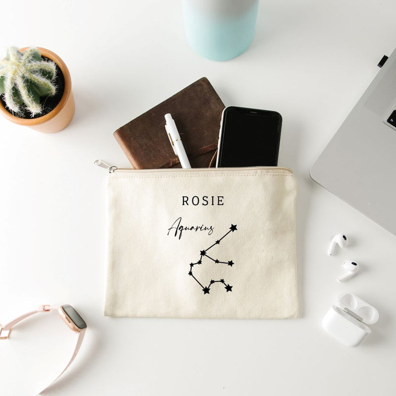 Personalized Zippered Bag - Zodiac Designs