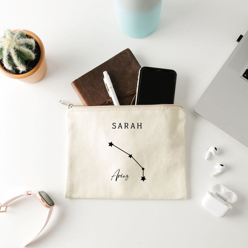 Personalized Zippered Bag - Zodiac Designs