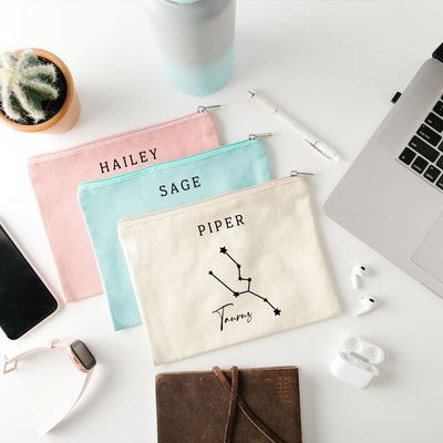 Personalized Zippered Bag - Zodiac Designs