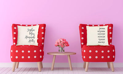 Personalized Family Names Throw Pillow Cover - Script