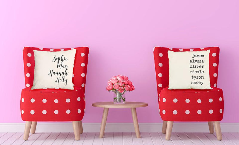 Personalized Family Names Throw Pillow Cover - Script
