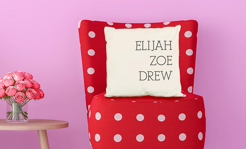 Personalized Family Names Throw Pillow Cover - Serif