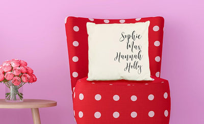 Personalized Family Names Throw Pillow Cover - Script