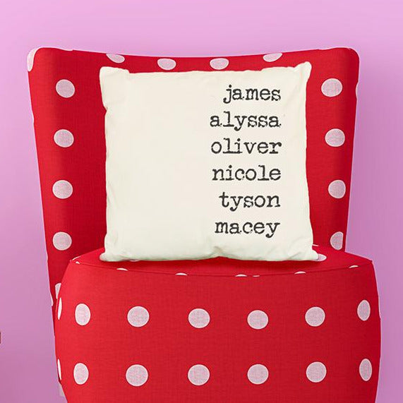 Personalized Family Names Throw Pillow Cover - Classic