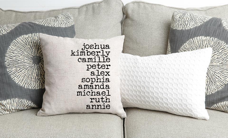 Personalized family name pillow hot sale