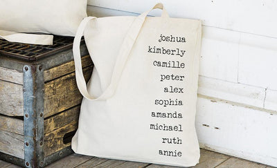 Personalized Family Names Tote Bags - Vintage