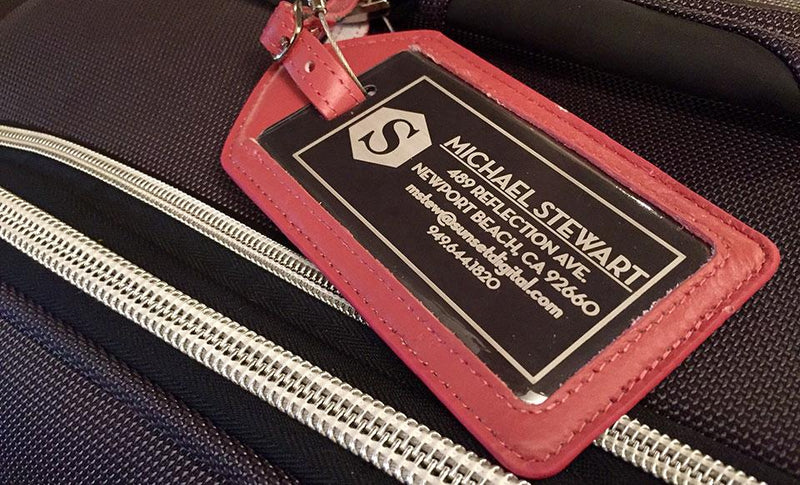Personalized Aluminum Luggage Tags with Genuine Leather Casing