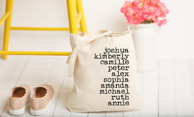 Personalized Family Names Tote Bags - Vintage