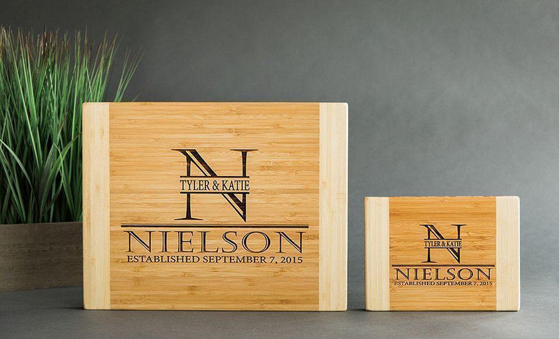 Personalized Bamboo Cutting Board 6x8 (Two Tone) - Modern Collection