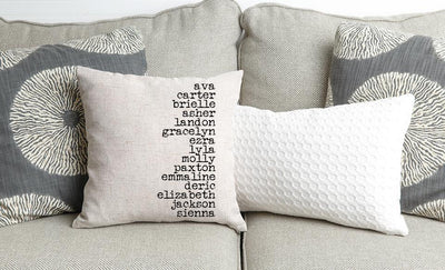 Personalized Family Names Throw Pillow Cover - Serif