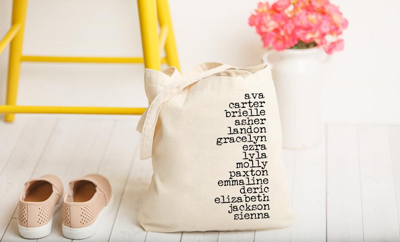 Personalized Family Names Tote Bags - Vintage