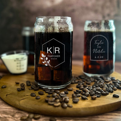 Personalized Wedding Glass Can - 16oz