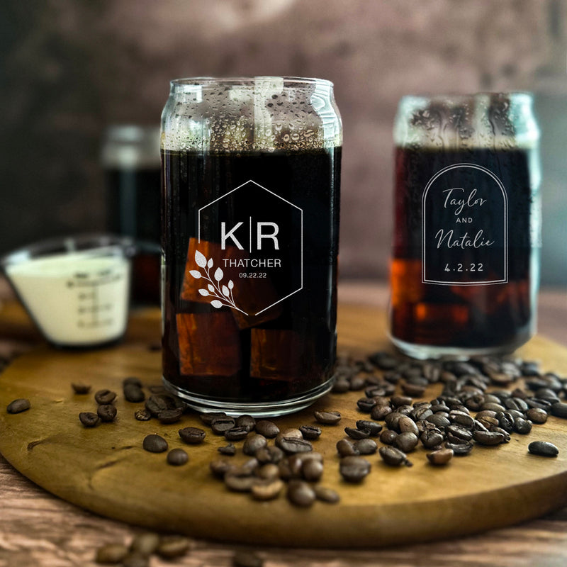 Personalized Wedding Glass Can - 16oz